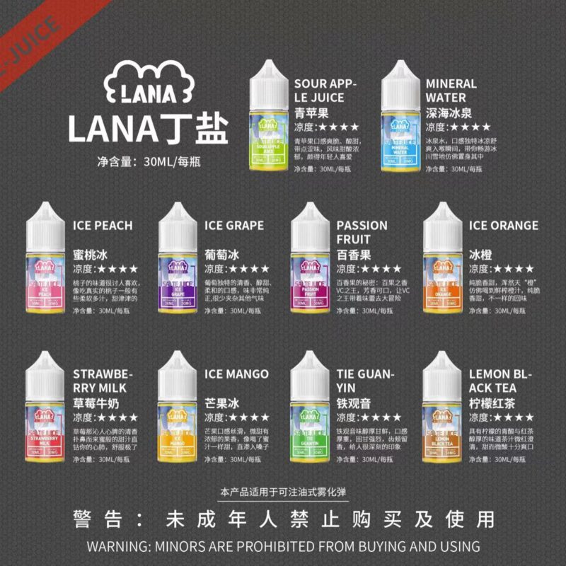 LANA煙油丁鹽 正品小煙油 5送1（lana煙油通用任何注油主機）